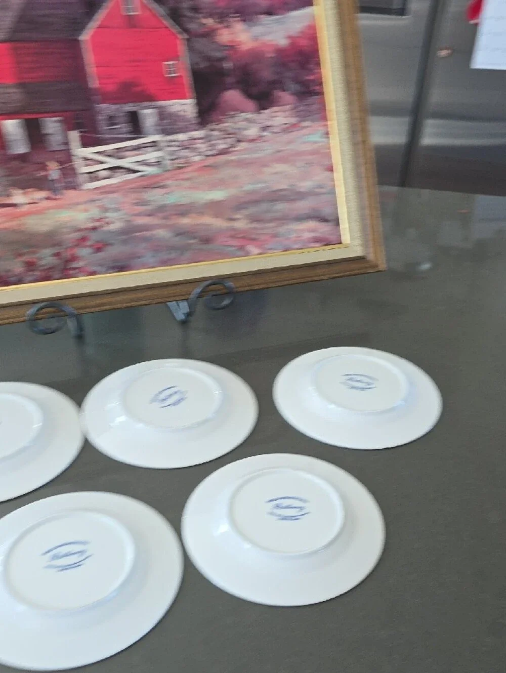 Williams Sonoma Blue and White Farm Animal Plate Set - 5 Pieces